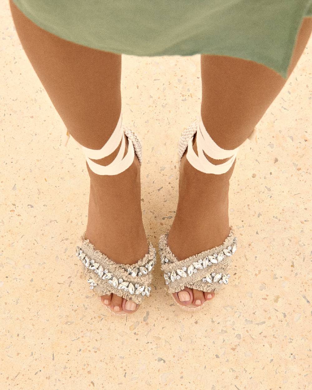Manebí Organic Hemp with Crystals|Crossed Wedges Valenciana - Capri Natural With Gems In Saldo