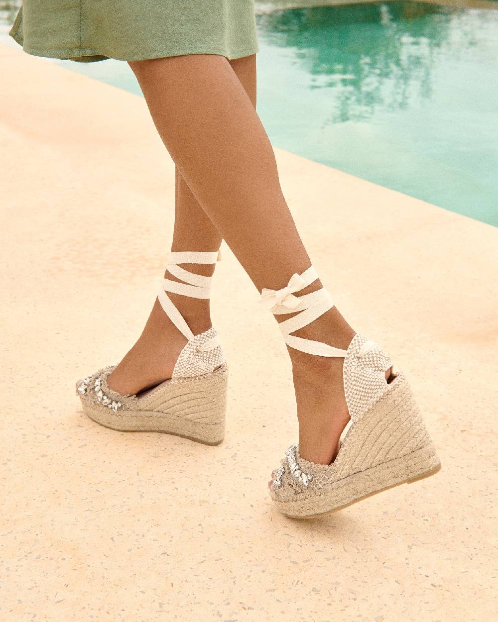 Manebí Organic Hemp with Crystals|Crossed Wedges Valenciana - Capri Natural With Gems In Saldo