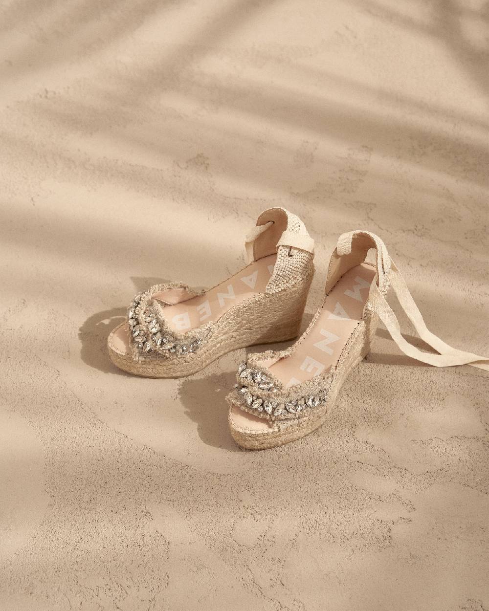 Manebí Organic Hemp with Crystals|Crossed Wedges Valenciana - Capri Natural With Gems In Saldo