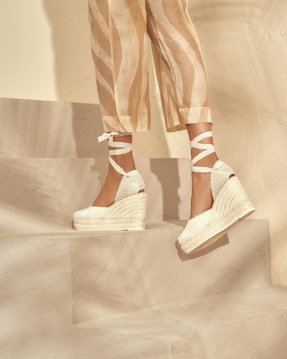 Manebí Organic Hemp Wedge Espadrilles - La Havana White 2025