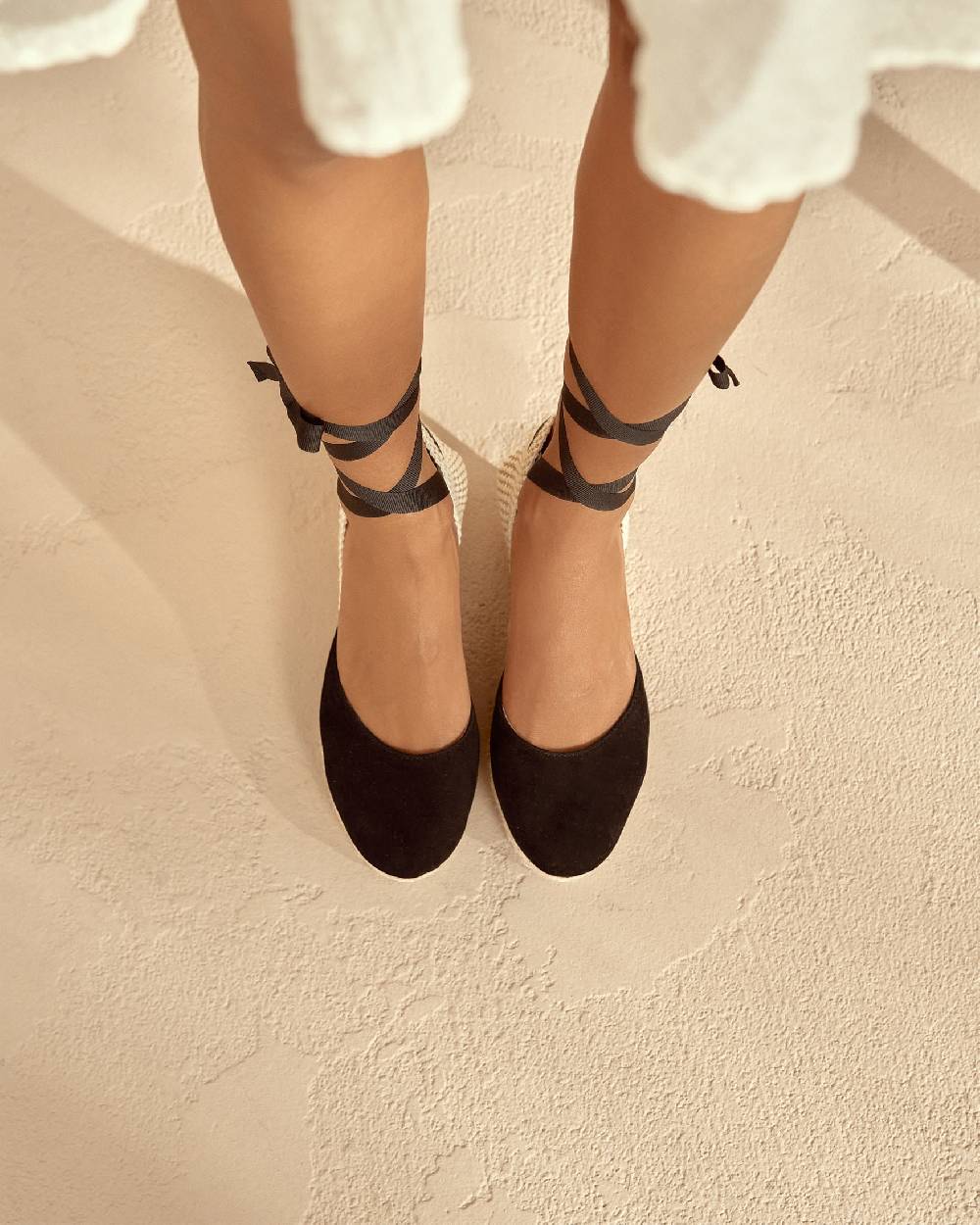 Manebí Soft Suede Low Wedge Espadrilles - Hamptons Black Qualità