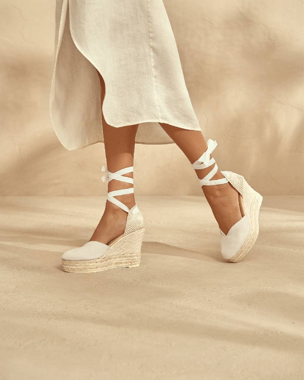 Manebí Soft Suede Heart-Shaped|Wedge Espadrilles - Love White Soddisfazione Garantita