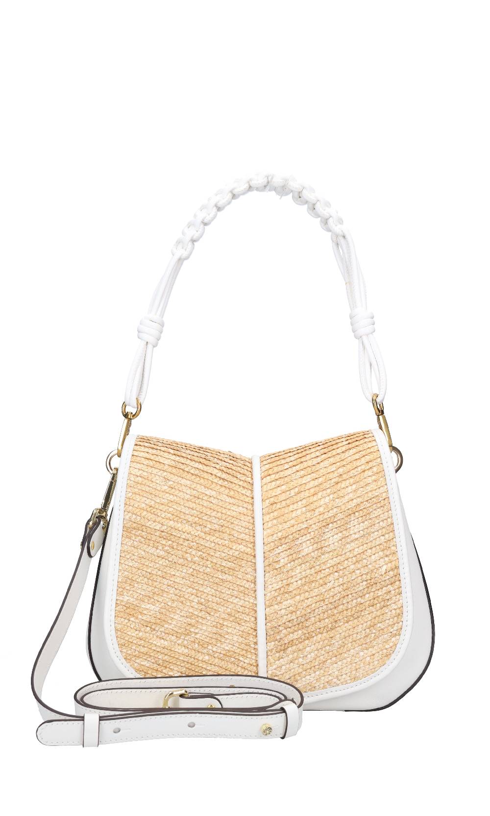 GIANNI CHIARINI Tracolla Helena Round in pelle e rafia