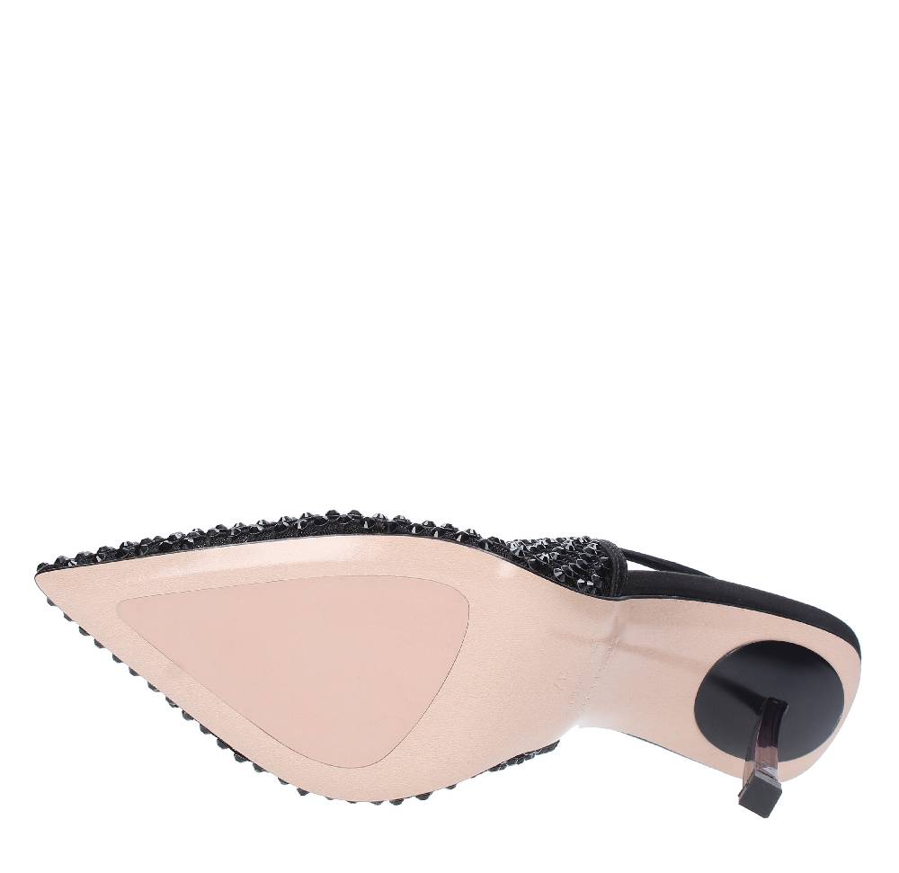 LE SILLA Sandali Slingback in pelle raso nylon e cristalli Outlet