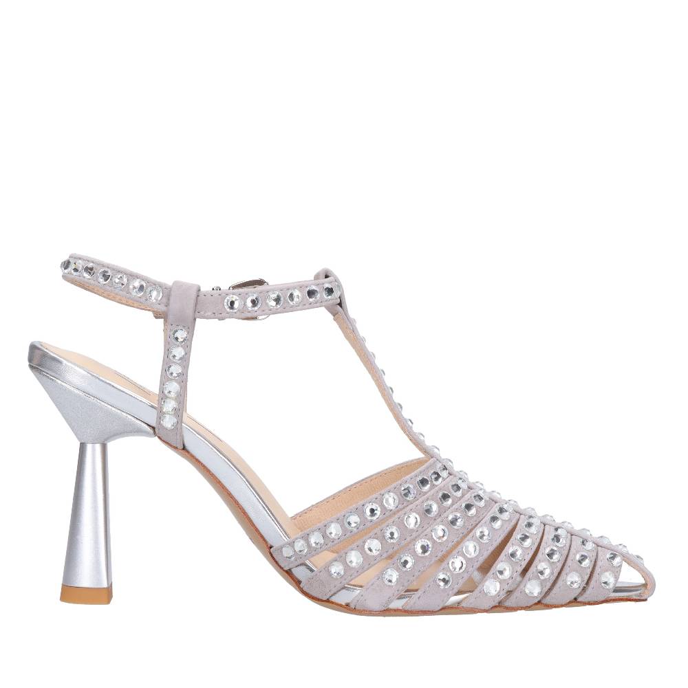 EMANUELLE VEE Décolleté Slingback in pelle e strass Sconto