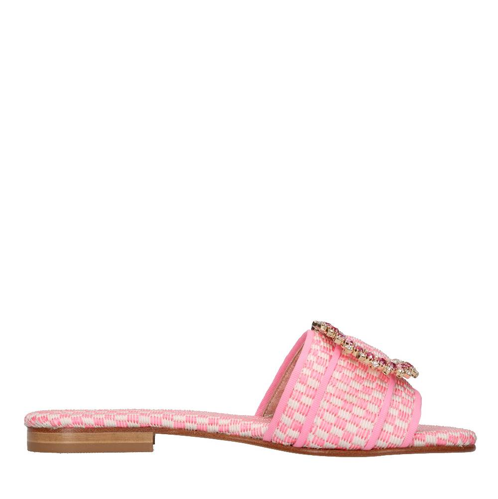 EMANUELA CARUSO Mules in rafia e tessuto In Linea