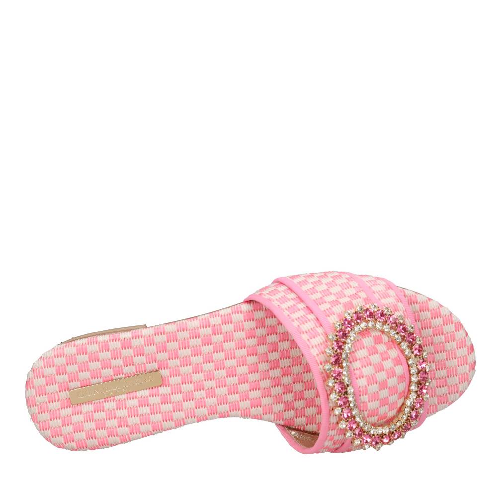 EMANUELA CARUSO Mules in rafia e tessuto In Linea