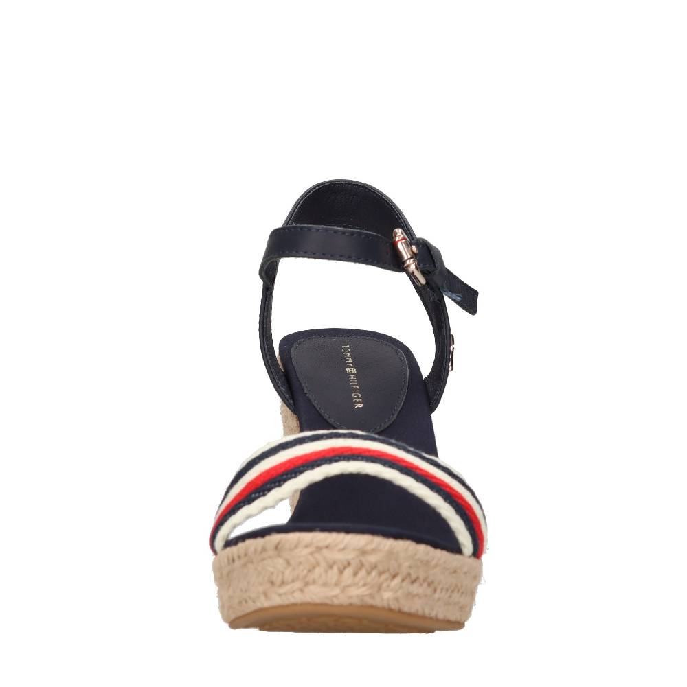 TOMMY HILFIGER Sandali con zeppa in pelle e tessuto Offerta