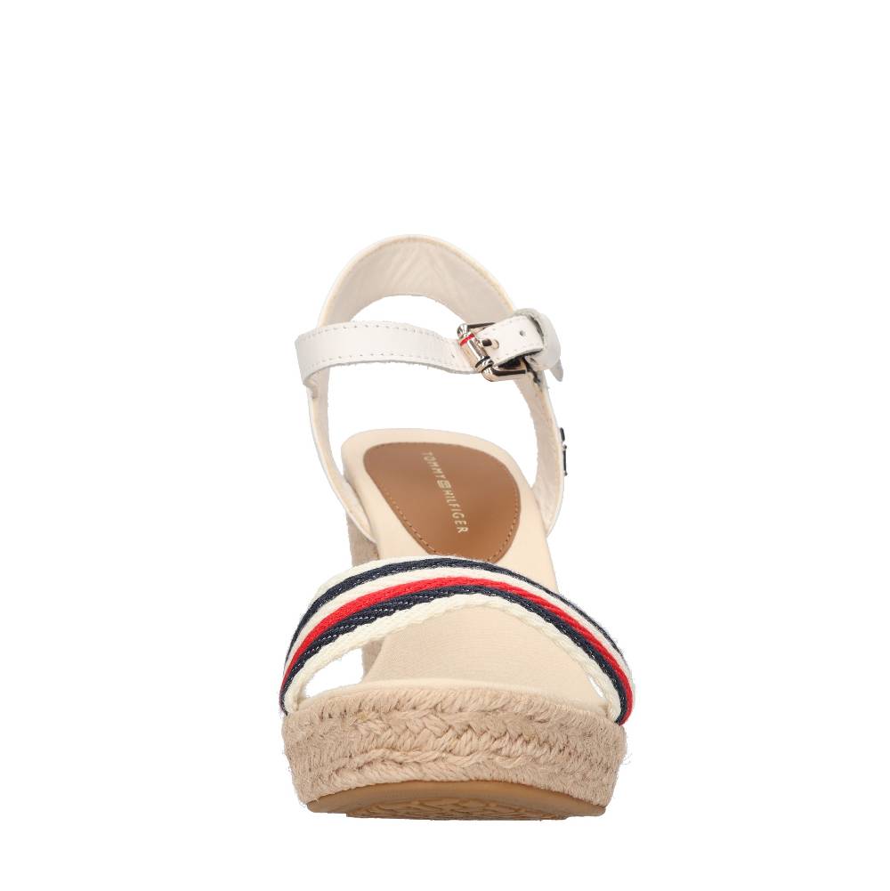 TOMMY HILFIGER Sandali con zeppa in pelle e tessuto Economico