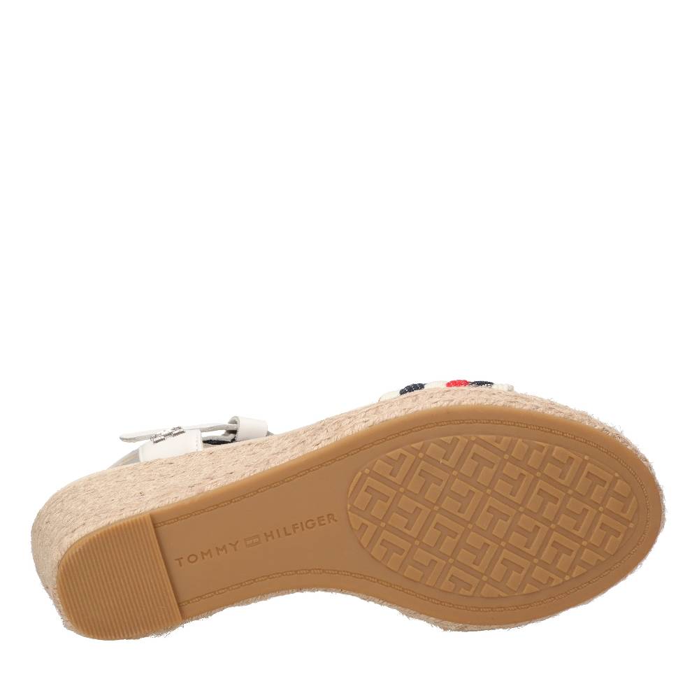 TOMMY HILFIGER Sandali con zeppa in pelle e tessuto Economico