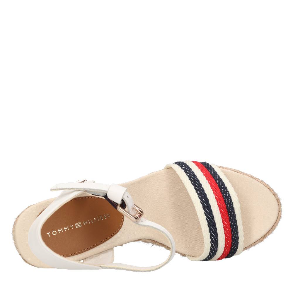 TOMMY HILFIGER Sandali con zeppa in pelle e tessuto Economico