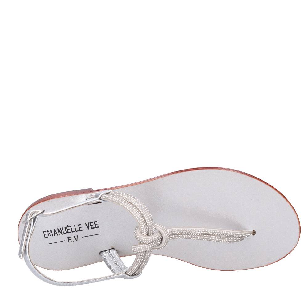 EMANUELLE VEE Sandali infradito in pelle e strass Saldi