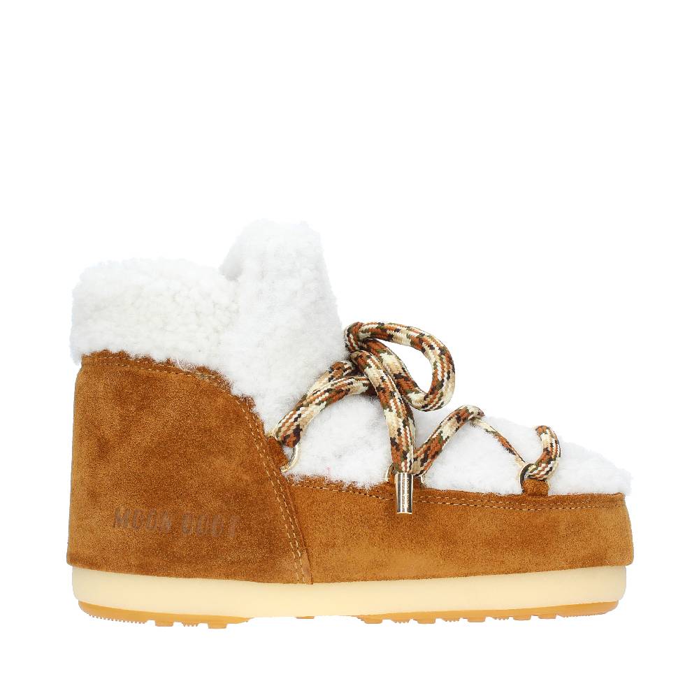 MOON BOOT Stivaletti da neve modello PUMPS SHEARLING MOON BOOT in pelliccia e camoscio Saldi