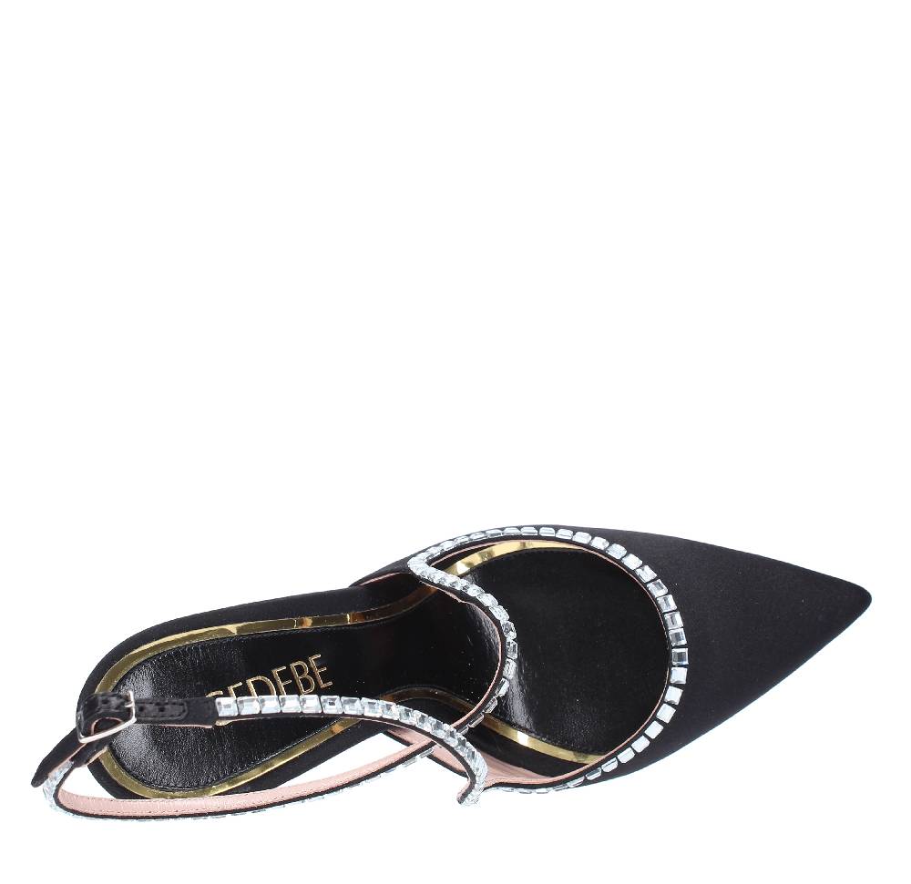 GEDEBE Décolleté slingback GEDEBE modello VIOLA in raso e strass Nuovo