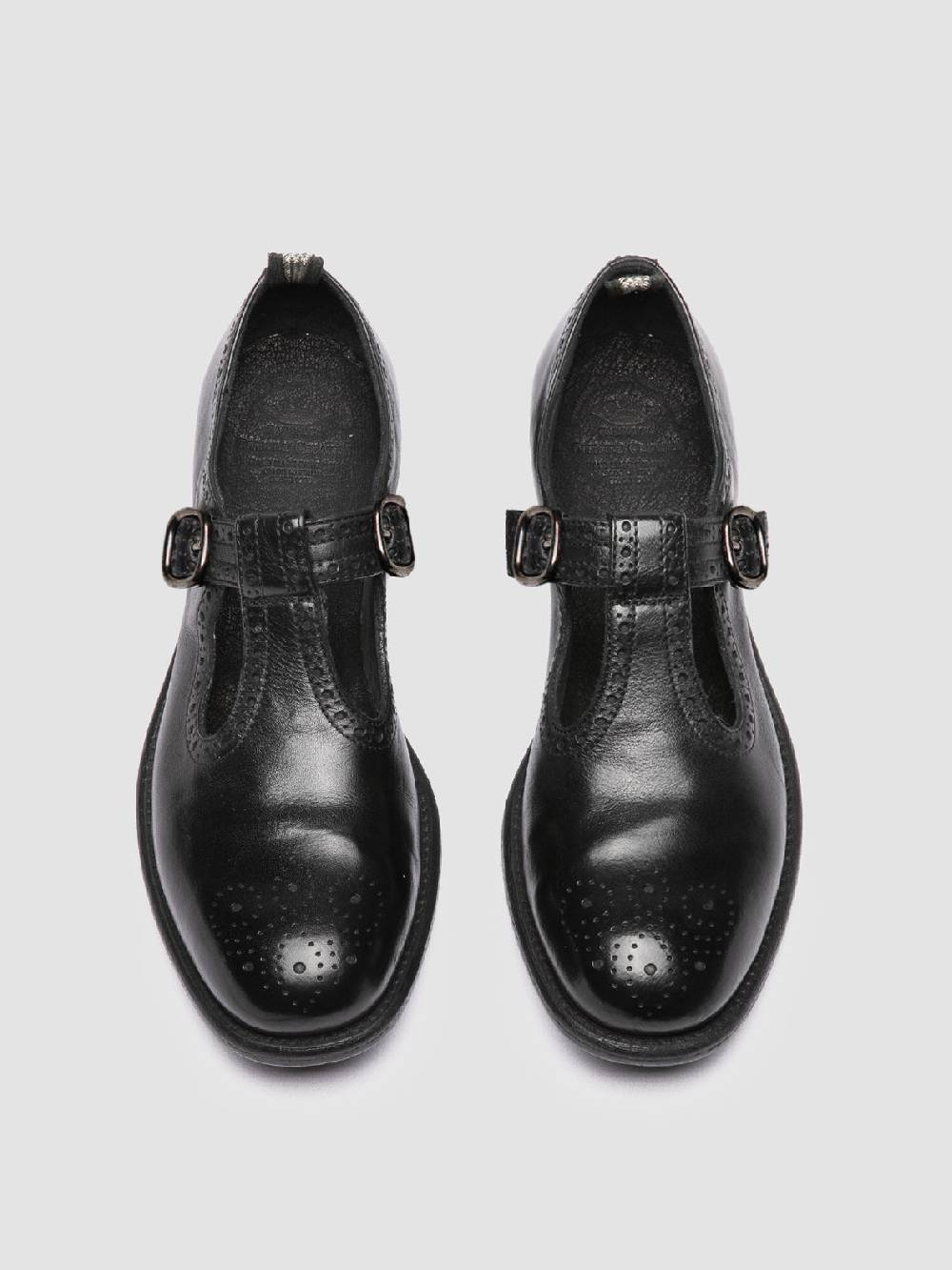 Officine Creative CALIXTE 071 Sandali T-Bar in Pelle Nera Saldi Di Fabbrica