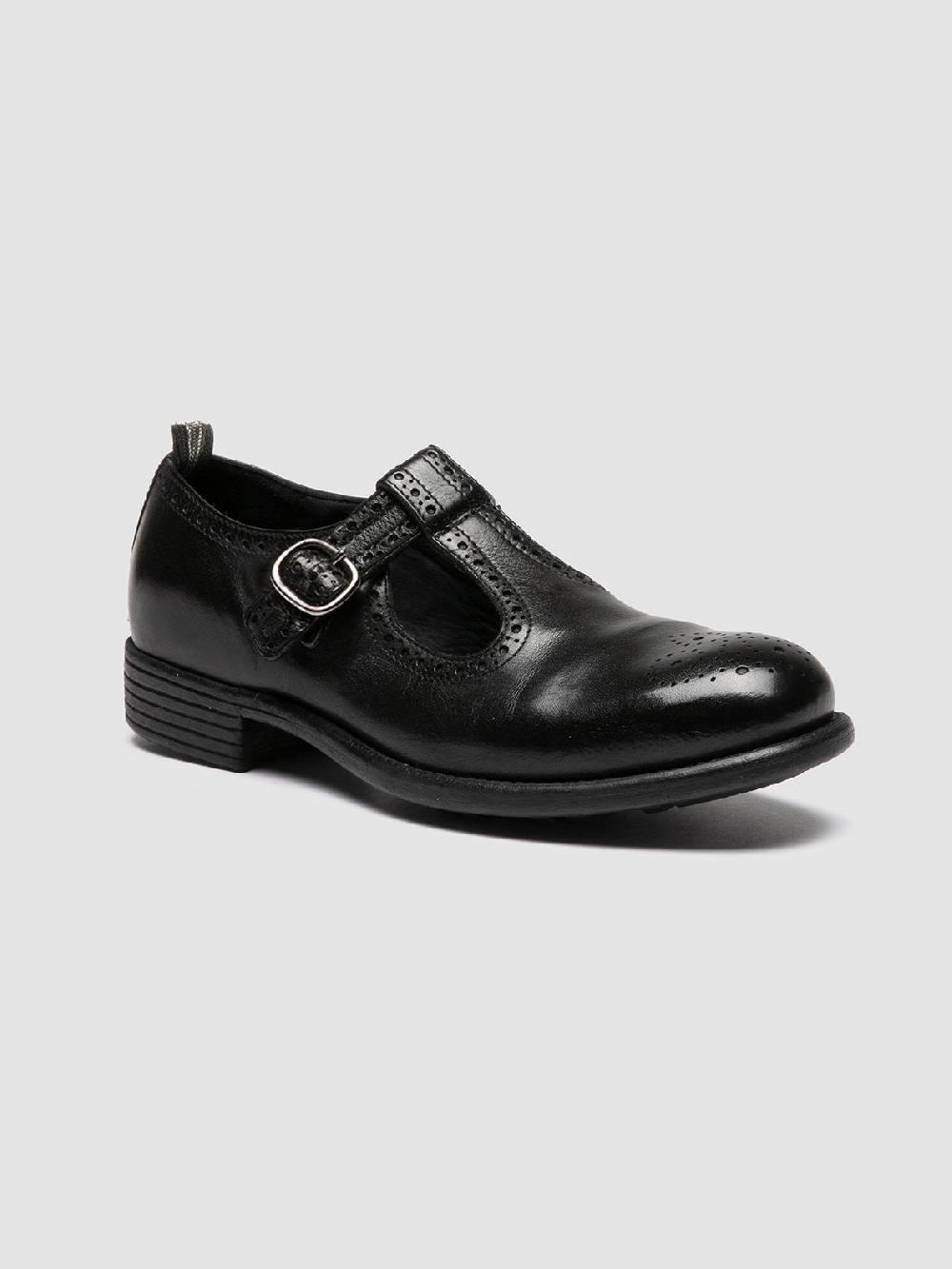 Officine Creative CALIXTE 071 Sandali T-Bar in Pelle Nera Saldi Di Fabbrica