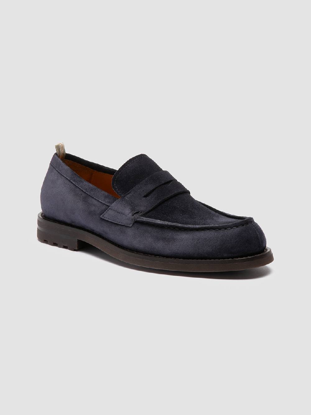 Officine Creative BELMONDO 006 Mocassini Penny in Pelle Scamosciata Blu In Linea
