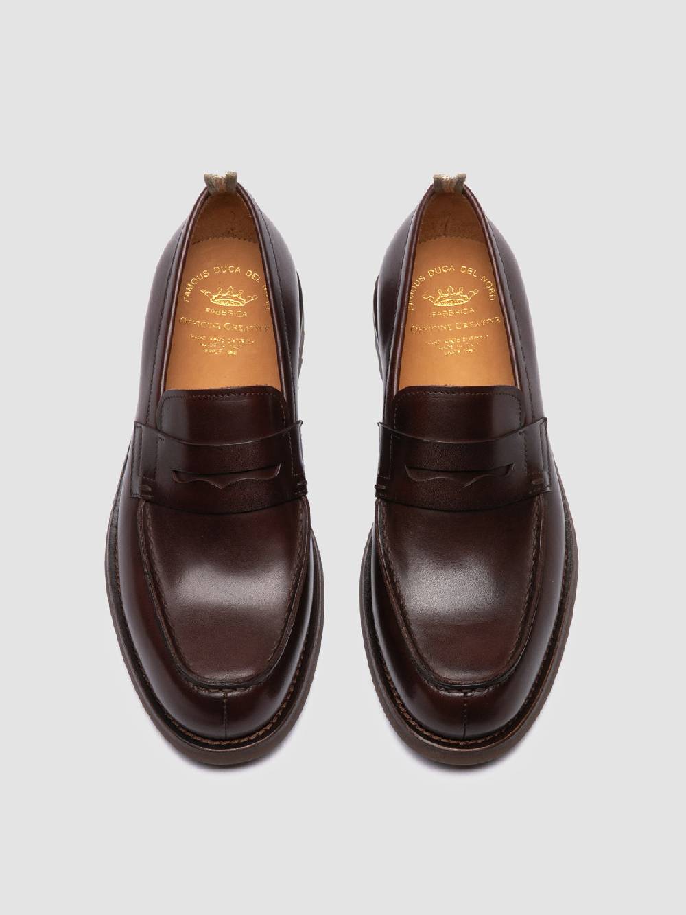 Officine Creative BELMONDO 006 Mocassini Penny in Pelle Scamosciata Marrone Nuovo