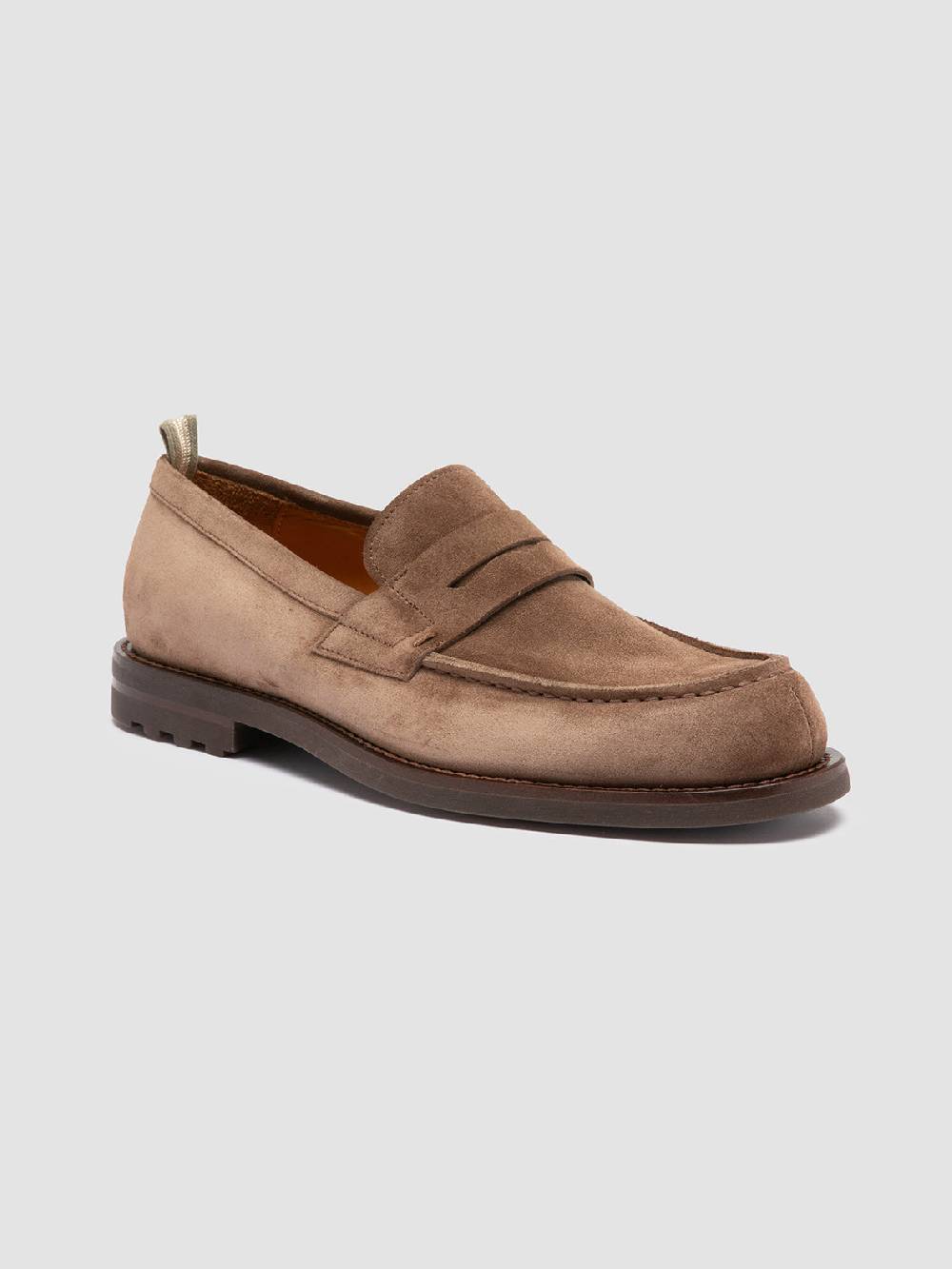 Officine Creative BELMONDO 006 Mocassini Penny in Pelle Scamosciata Tortora Qualità