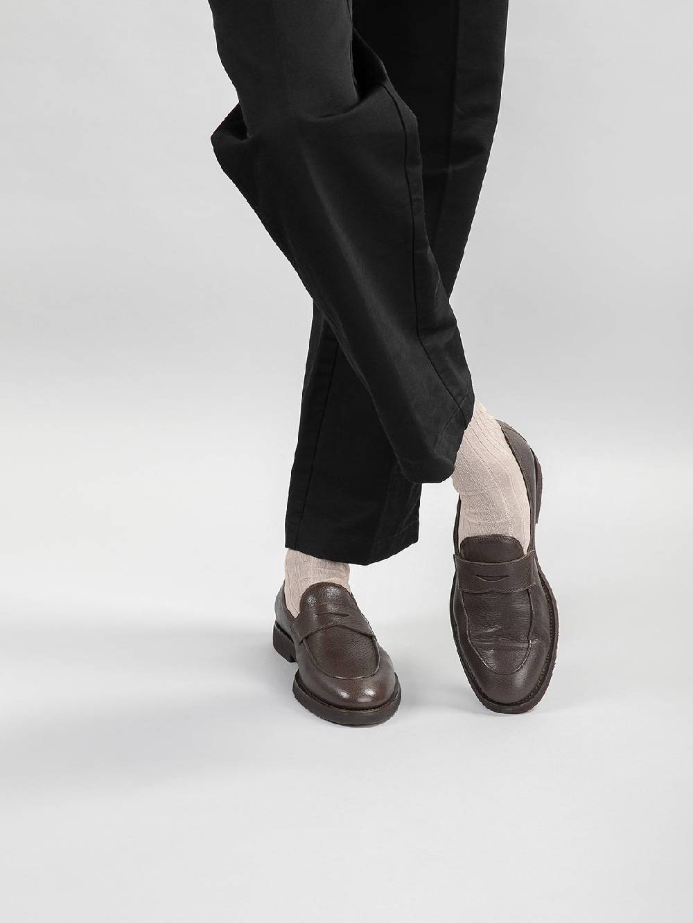 Officine Creative OPERA FLEXI 101 Mocassini Penny in Pelle Marrone Shopping Online