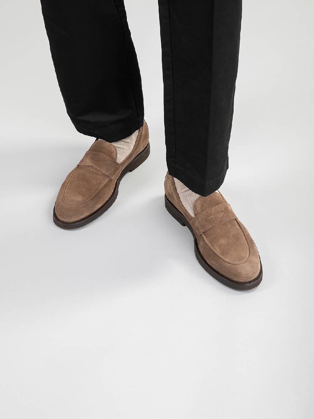Officine Creative OPERA FLEXI 101 Mocassini Penny in Camoscio Marrone Prezzo Ridotto