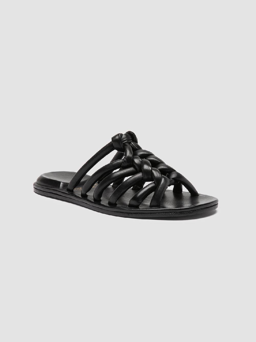 Officine Creative CYBILLE 016 Sandali Slide in Pelle Nera Vendita Calda