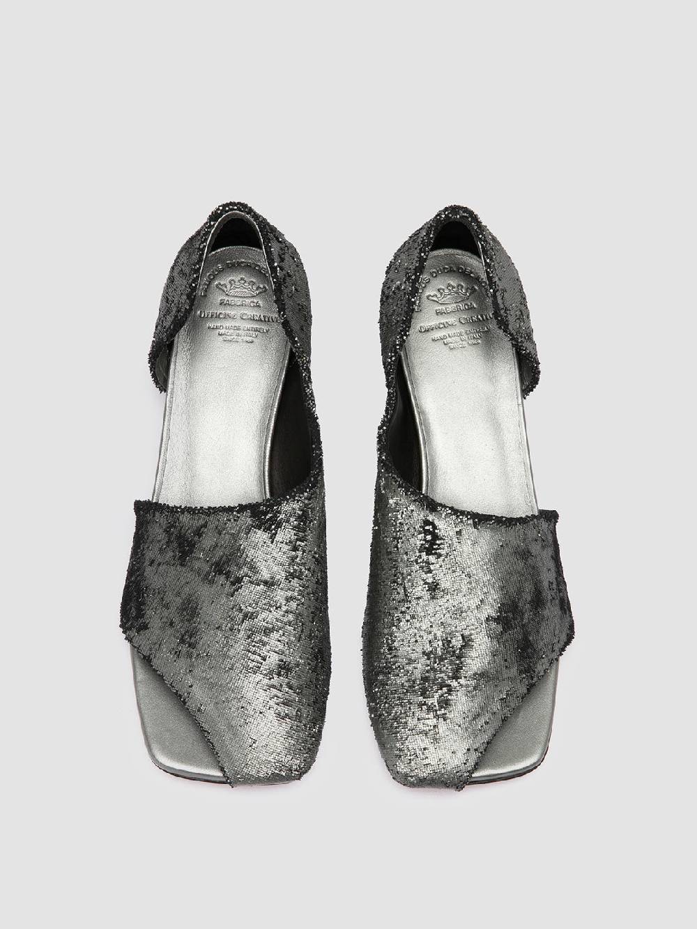 Officine Creative TESSA 009 Silver Leather Mule Sandals Negozio