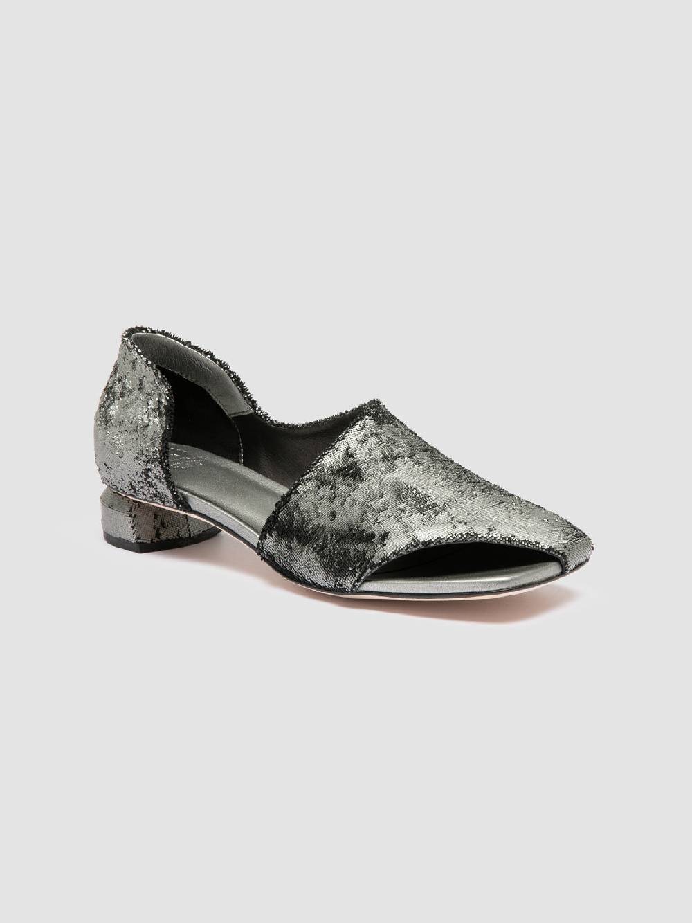 Officine Creative TESSA 009 Silver Leather Mule Sandals Negozio