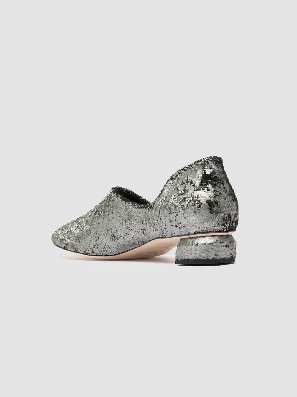 Officine Creative TESSA 009 Silver Leather Mule Sandals Negozio
