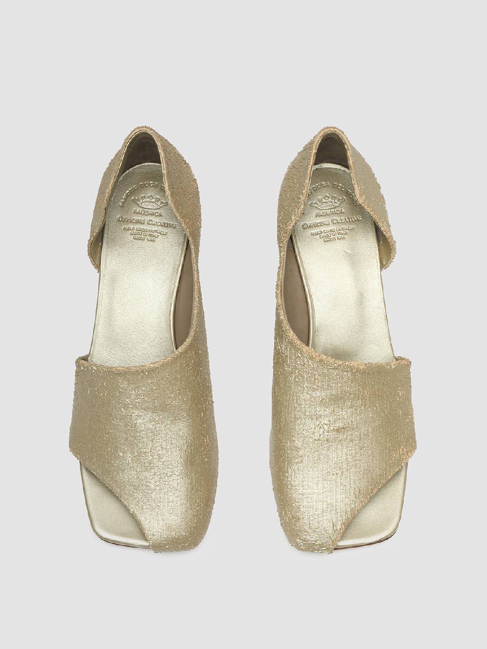 Officine Creative TESSA 009 Gold Leather Mule Sandals Offerta Anniversario