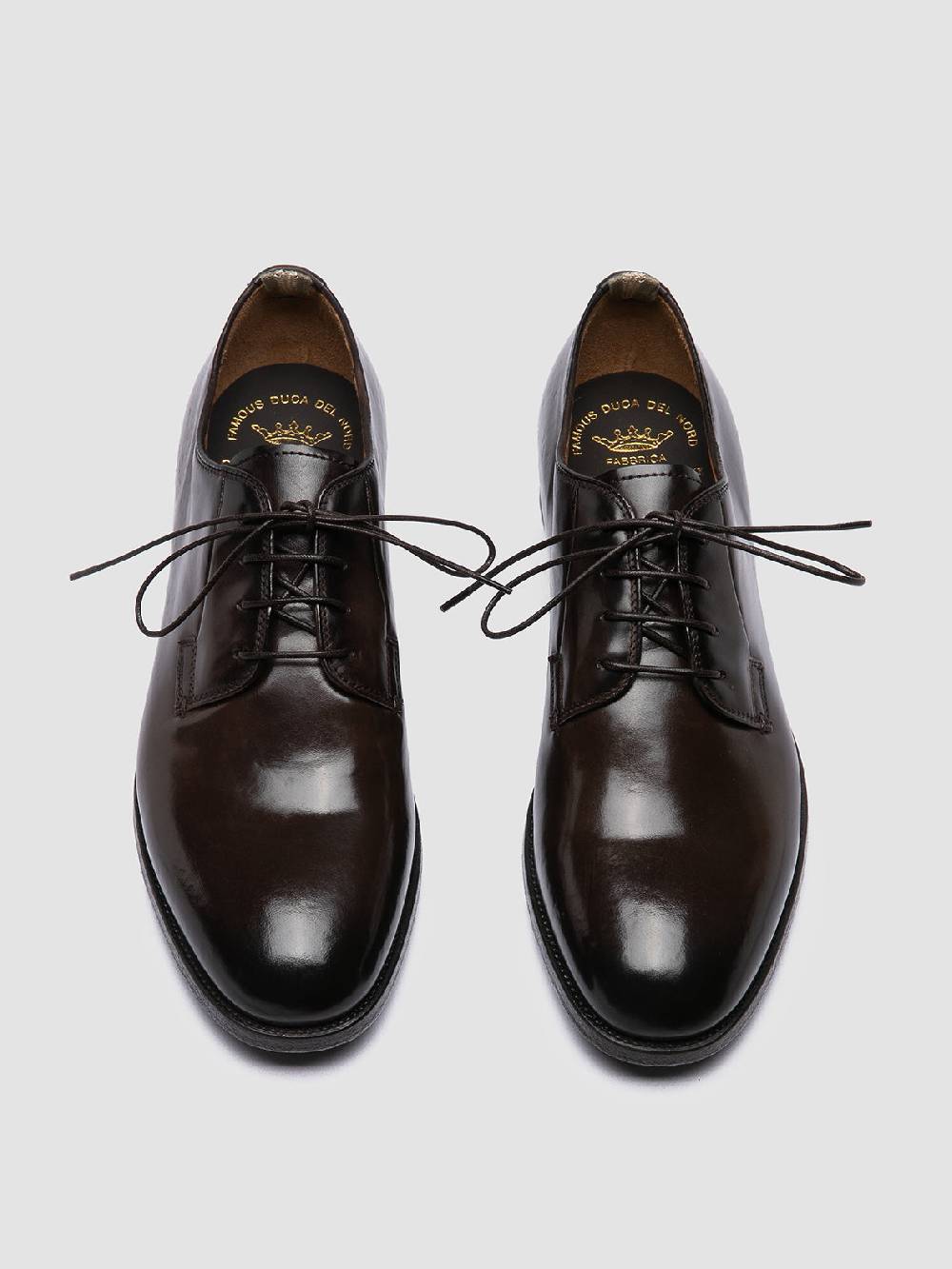 Officine Creative VANDERBILT CAOU 013 Scarpe Derby Marrone Scuro in Pelle Sottocosto