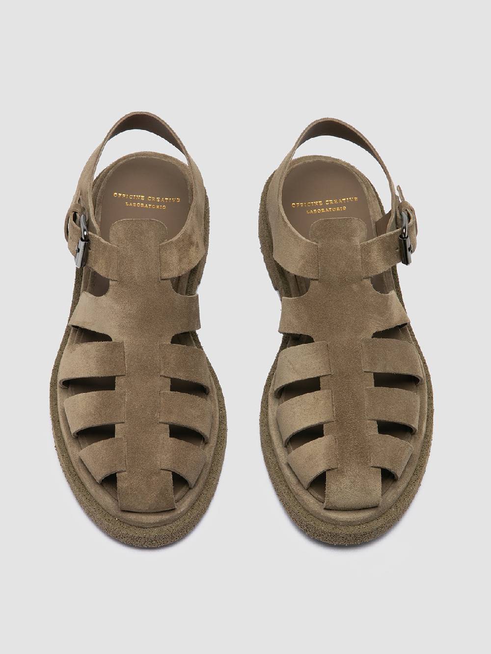 Officine Creative TONAL 18 Taupe Suede Sandals Outlet