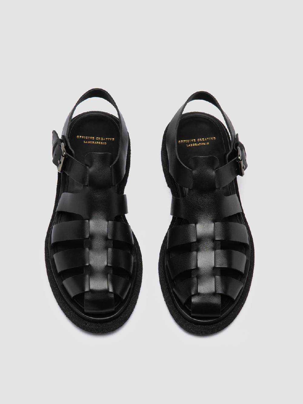 Officine Creative TONAL 18 Black Leather Sandals In Vendita