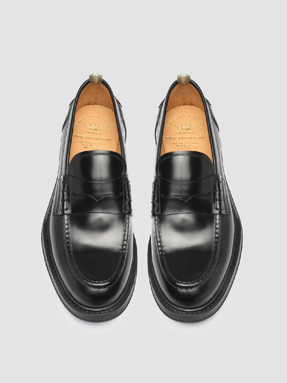 Officine Creative UNIFORM 001 Mocassini Penny in Pelle Nera Qualità Garantita