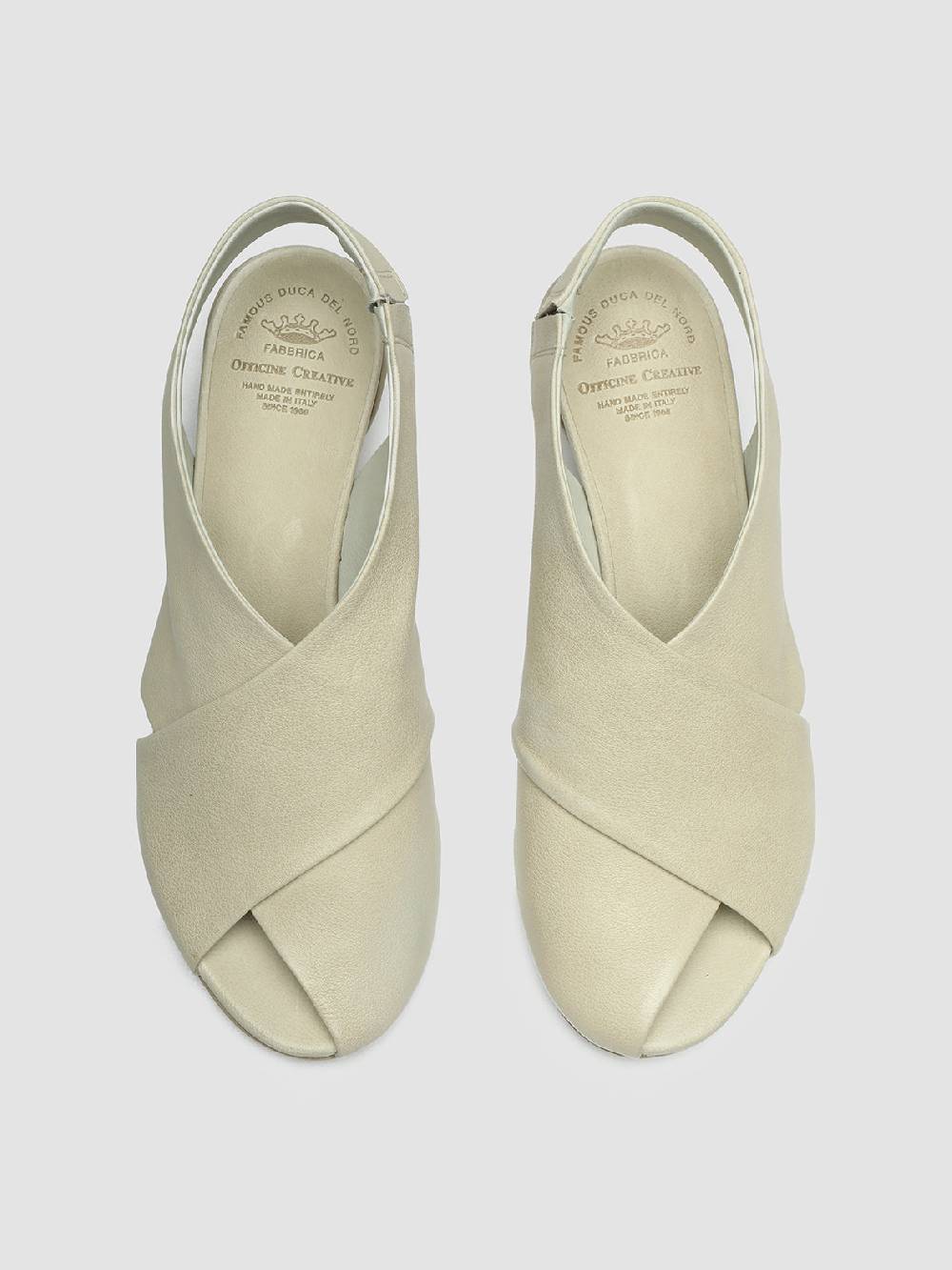 Officine Creative HELYETTE 024 Off White Leather Slide Sandals Online
