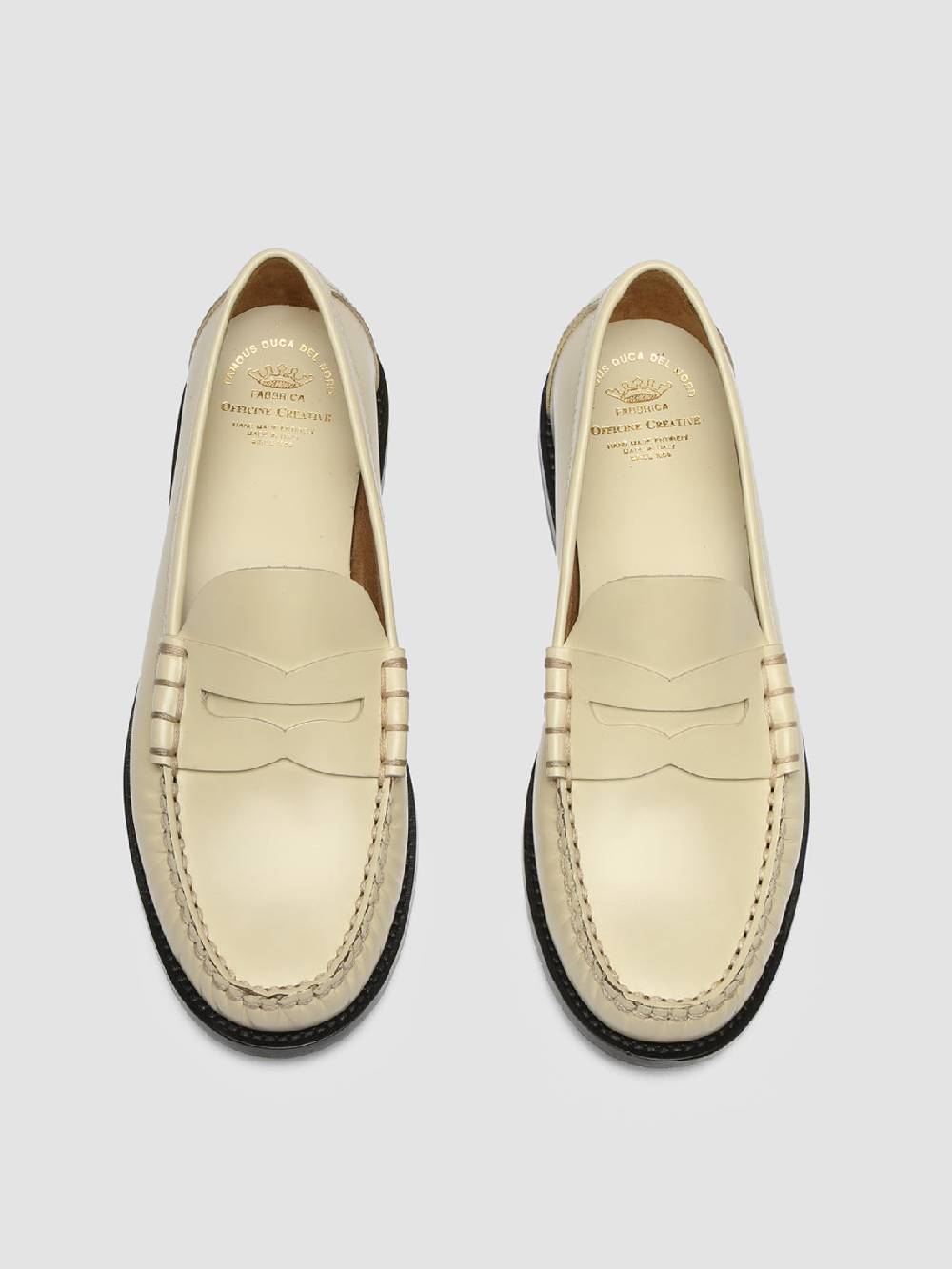 Officine Creative ZIVAGO 103 Ivory Leather Penny Loafers Vendita Economica