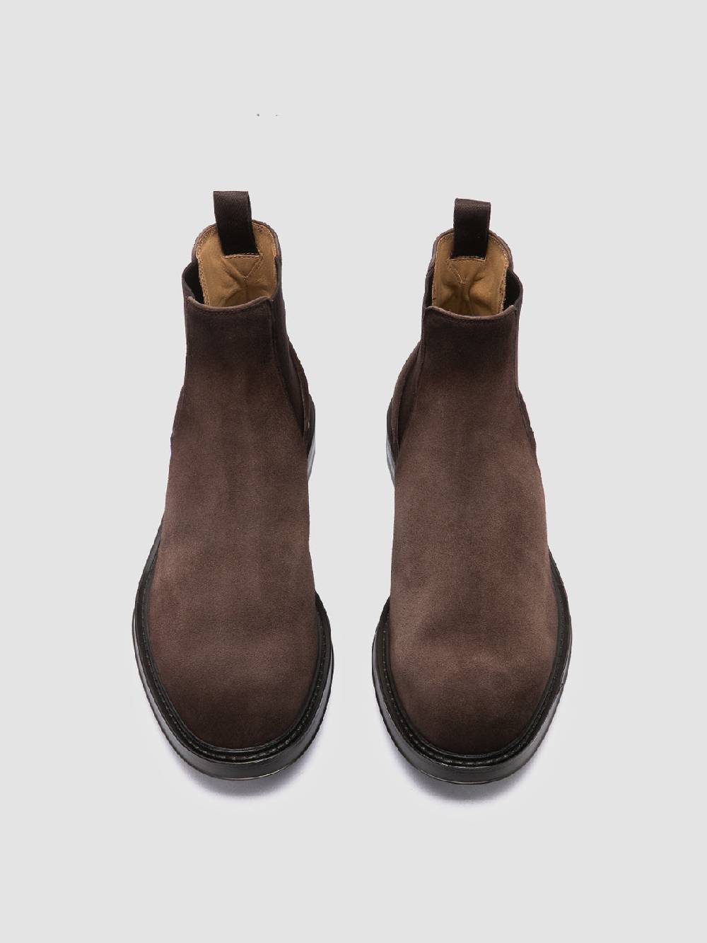 Officine Creative UNIFORM 005 Stivaletti Chelsea in Pelle Scamosciata Marrone In Saldo