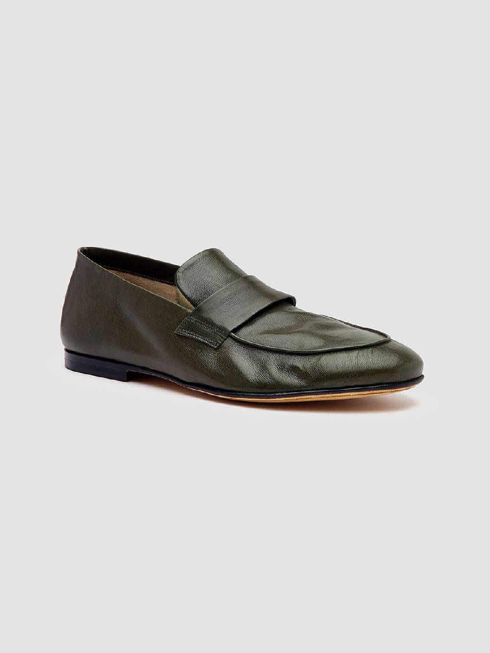 Officine Creative AIRTO 001 Mocassini Penny Loafer in Pelle Verde Pezzi Unici