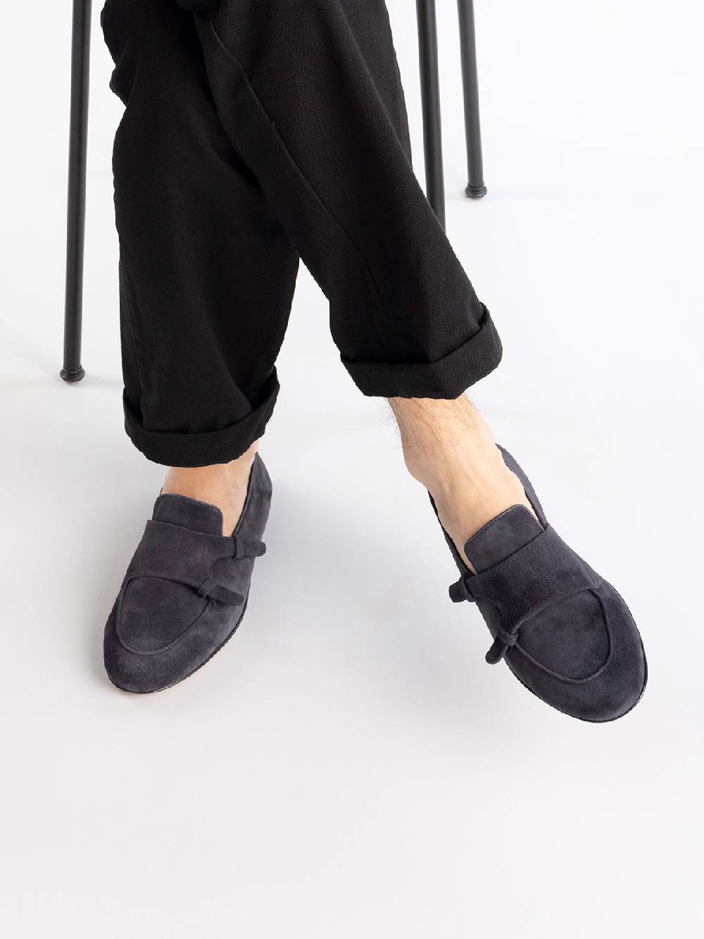 Officine Creative AIRTO 010 Mocassini Penny in Pelle Scamosciata Blu Soddisfazione Garantita