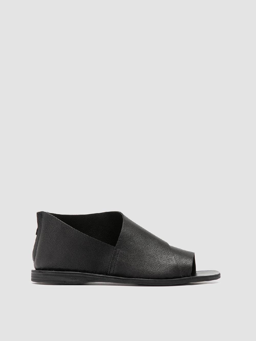 Officine Creative ITACA 046 Scarpe a Punta Aperta in Pelle Nera Saldi Di Fabbrica
