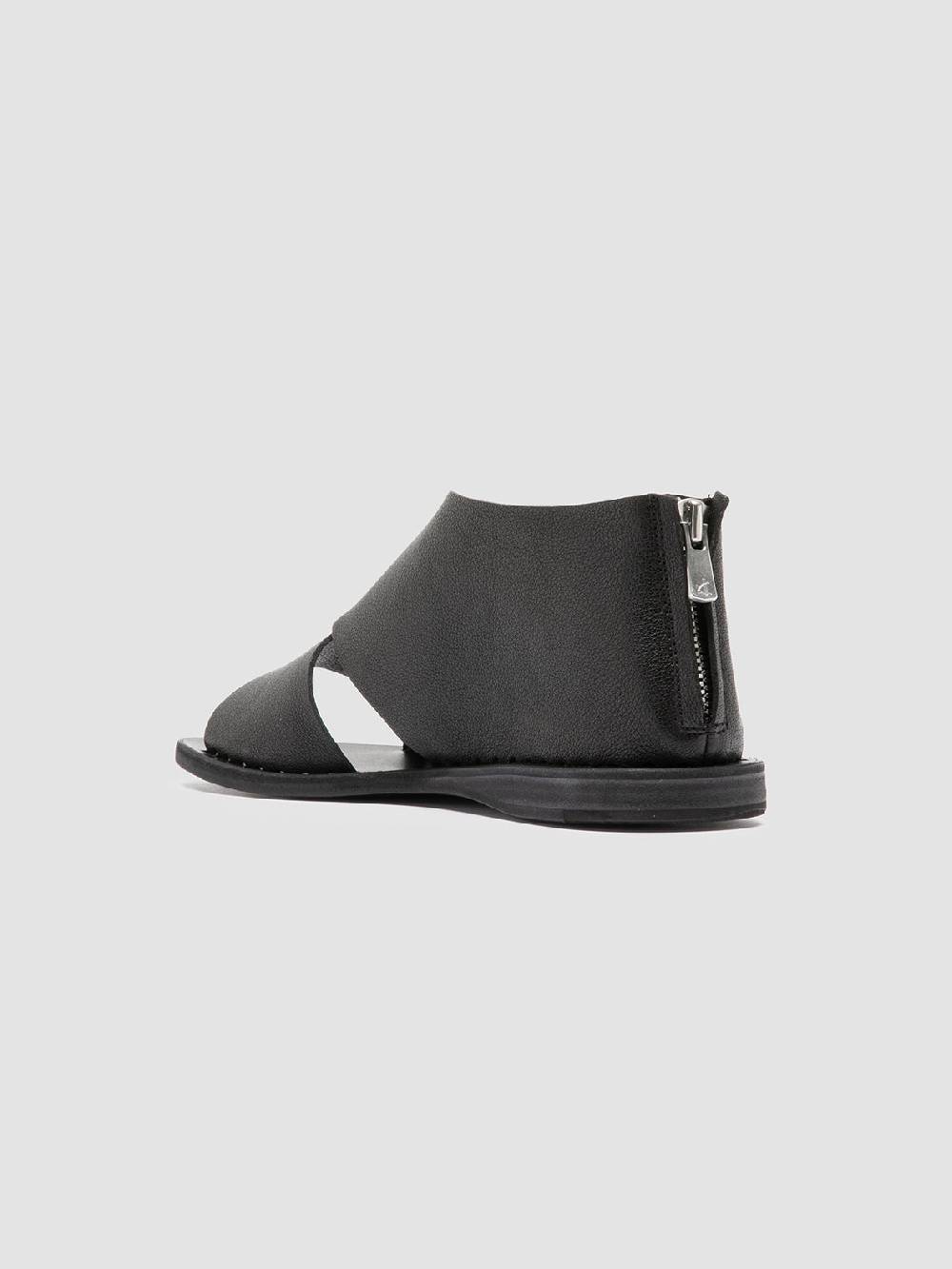 Officine Creative ITACA 046 Scarpe a Punta Aperta in Pelle Nera Saldi Di Fabbrica