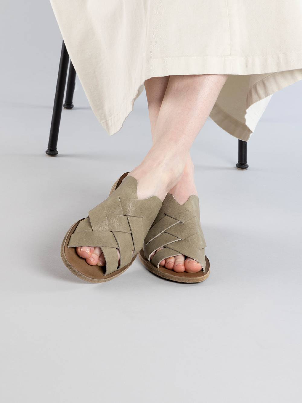 Officine Creative ITACA 049 Sandali Slide in Pelle Verde Vendite Flash
