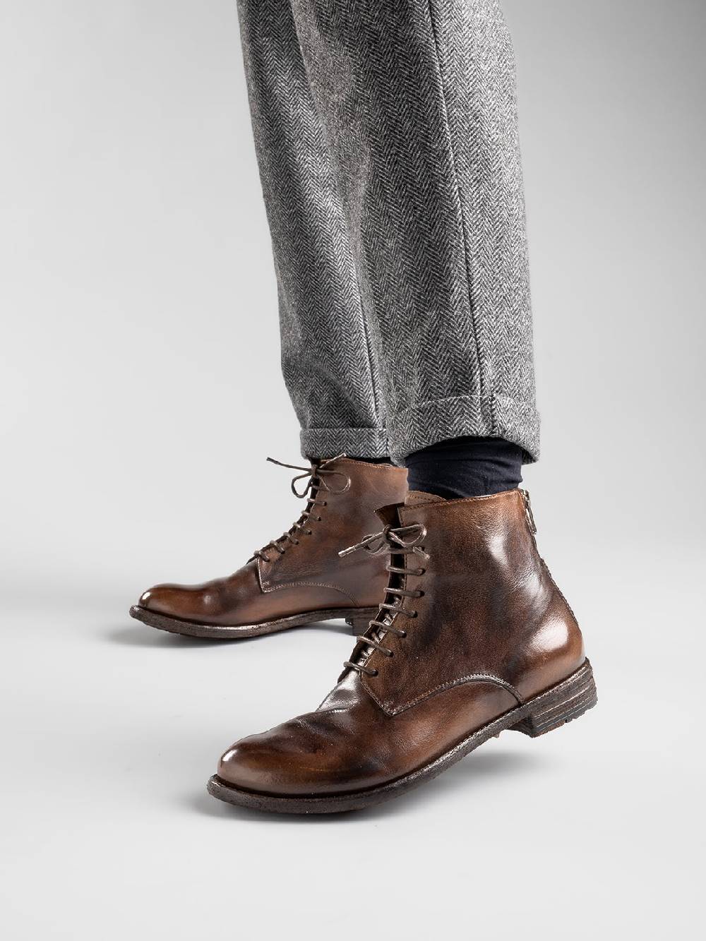 Officine Creative LEXIKON 123 Stivaletti in Pelle Marrone con Zip Vendita