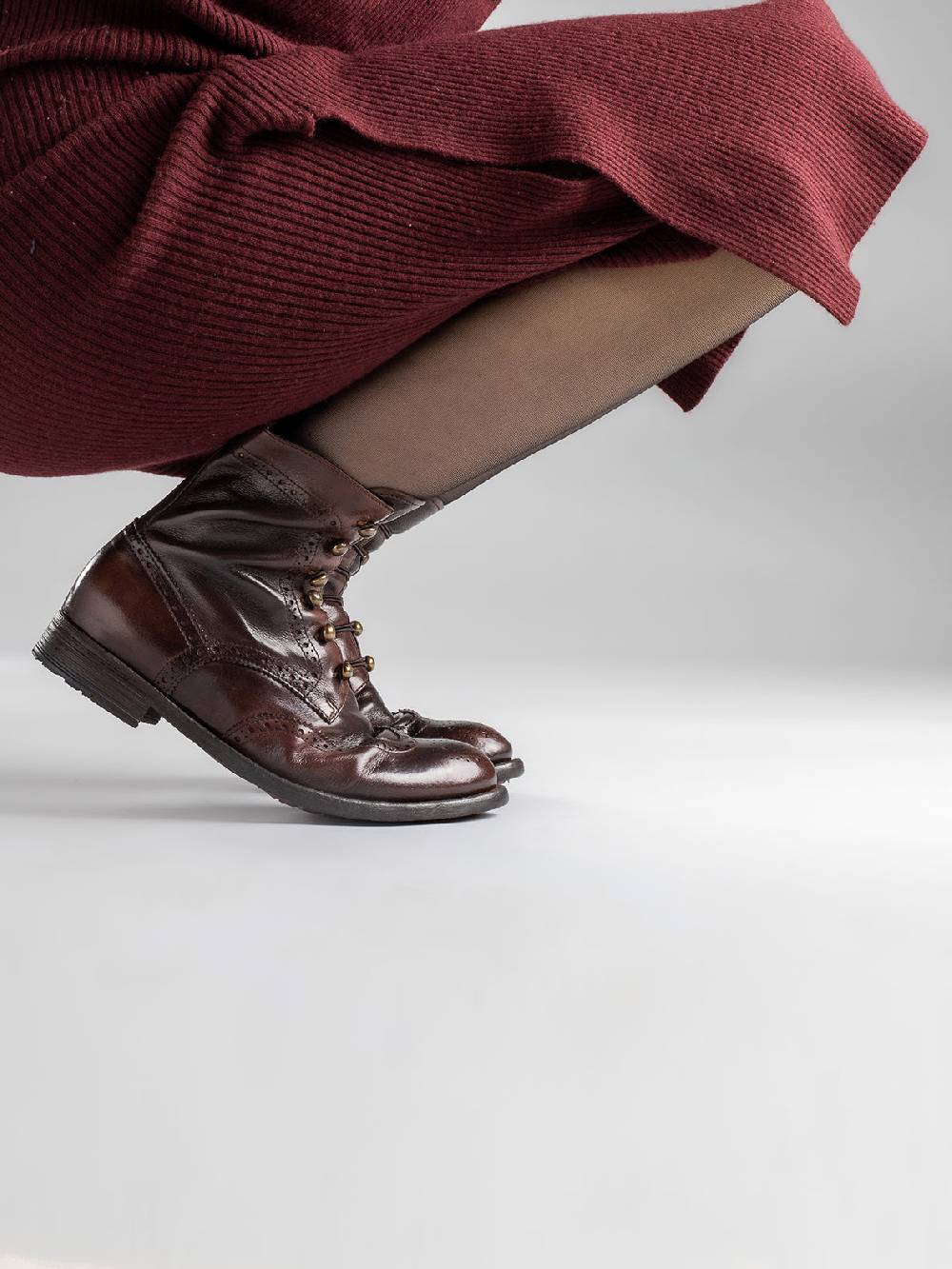 Officine Creative LEXIKON 131 Stivaletti in Pelle Marrone Pezzi Unici