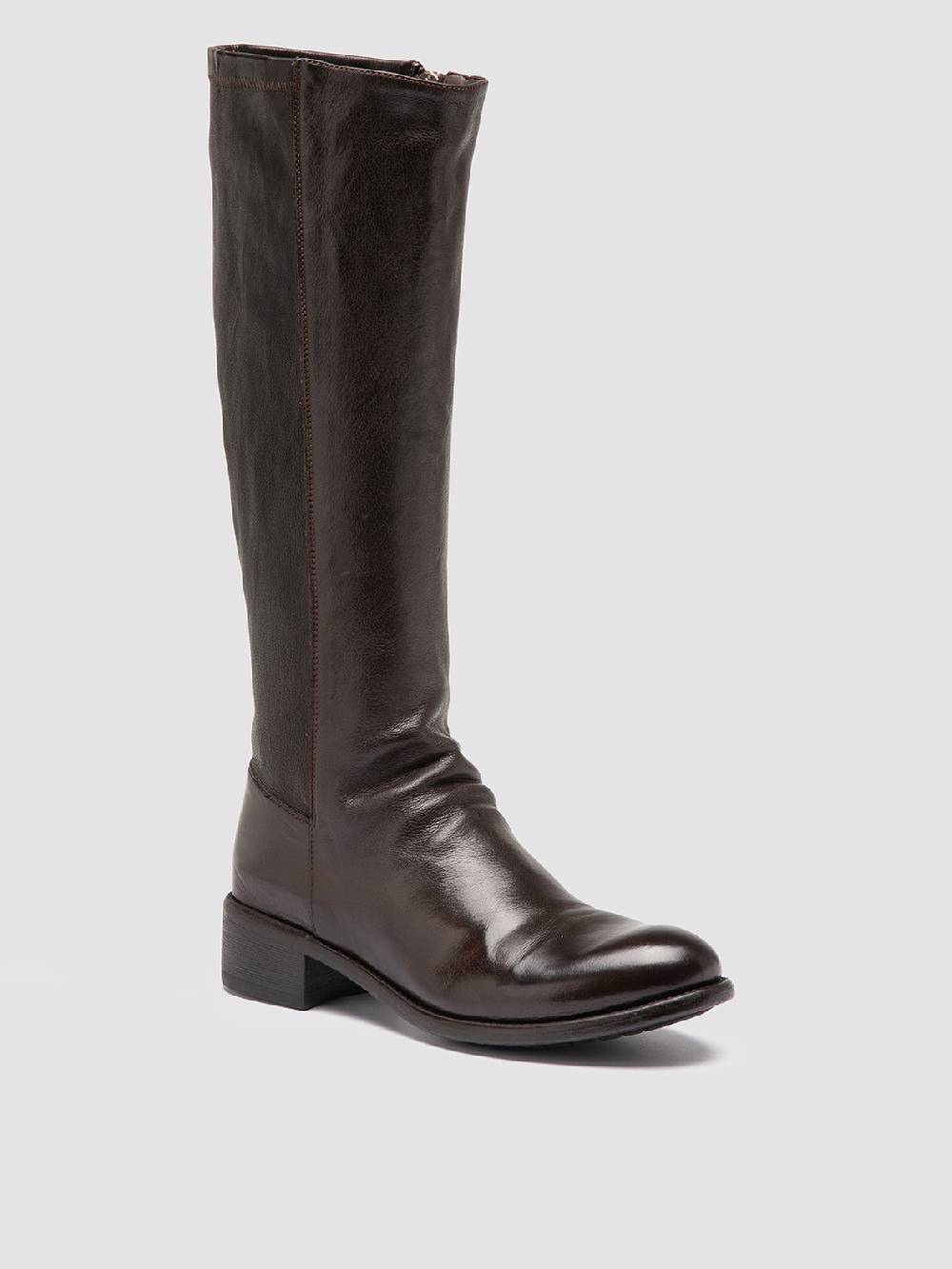 Officine Creative LIS 005 Stivali con Zip in Pelle Marrone Italia