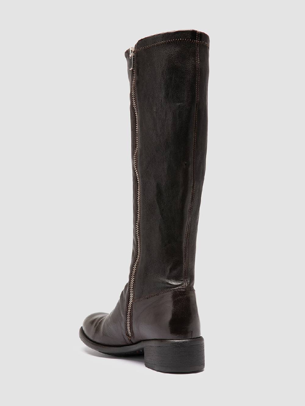 Officine Creative LIS 005 Stivali con Zip in Pelle Marrone Italia