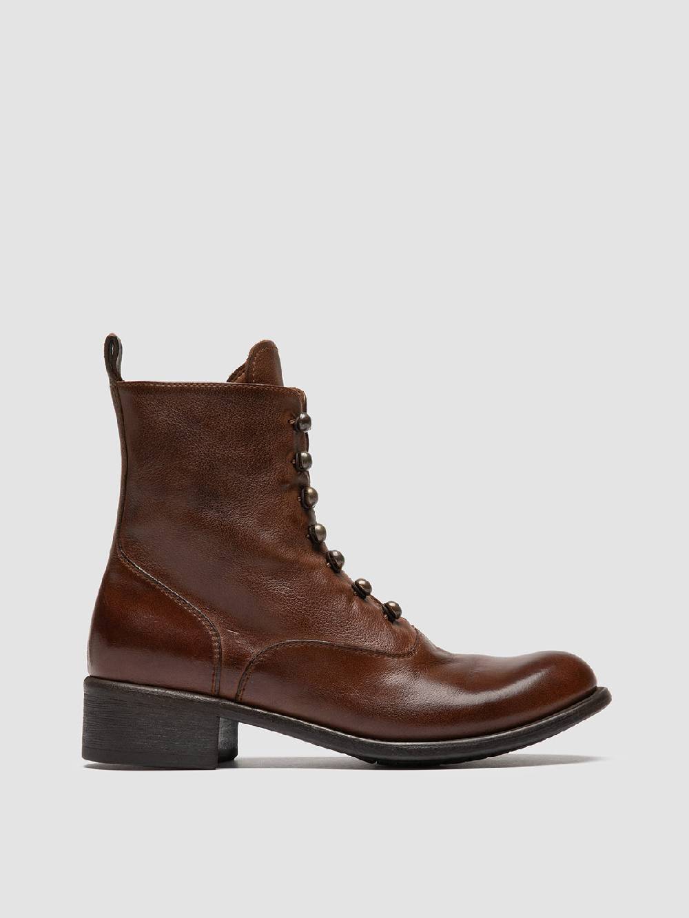 Officine Creative LIS 006 Stivali con Zip in Pelle Marrone Nuovo