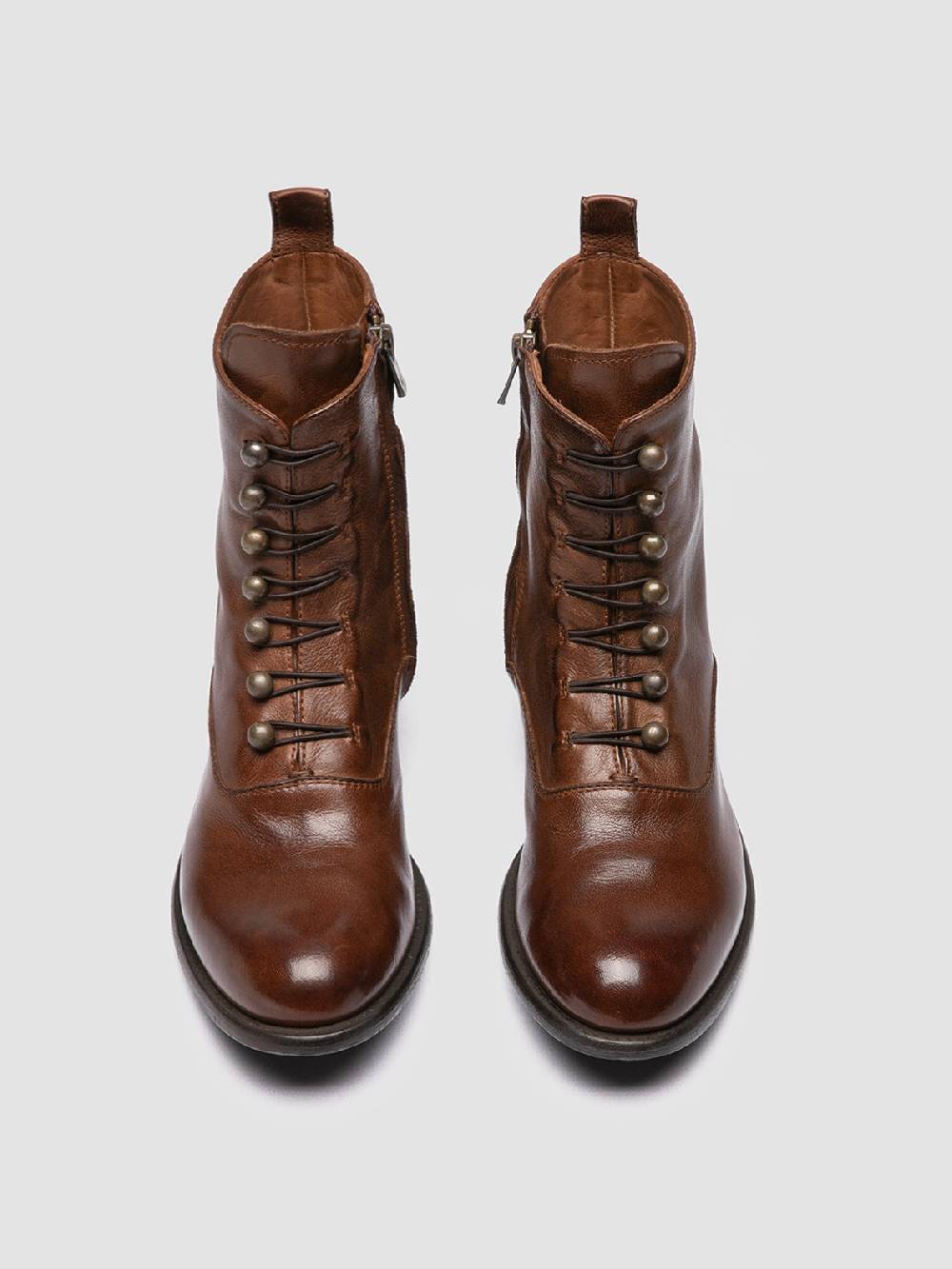 Officine Creative LIS 006 Stivali con Zip in Pelle Marrone Nuovo