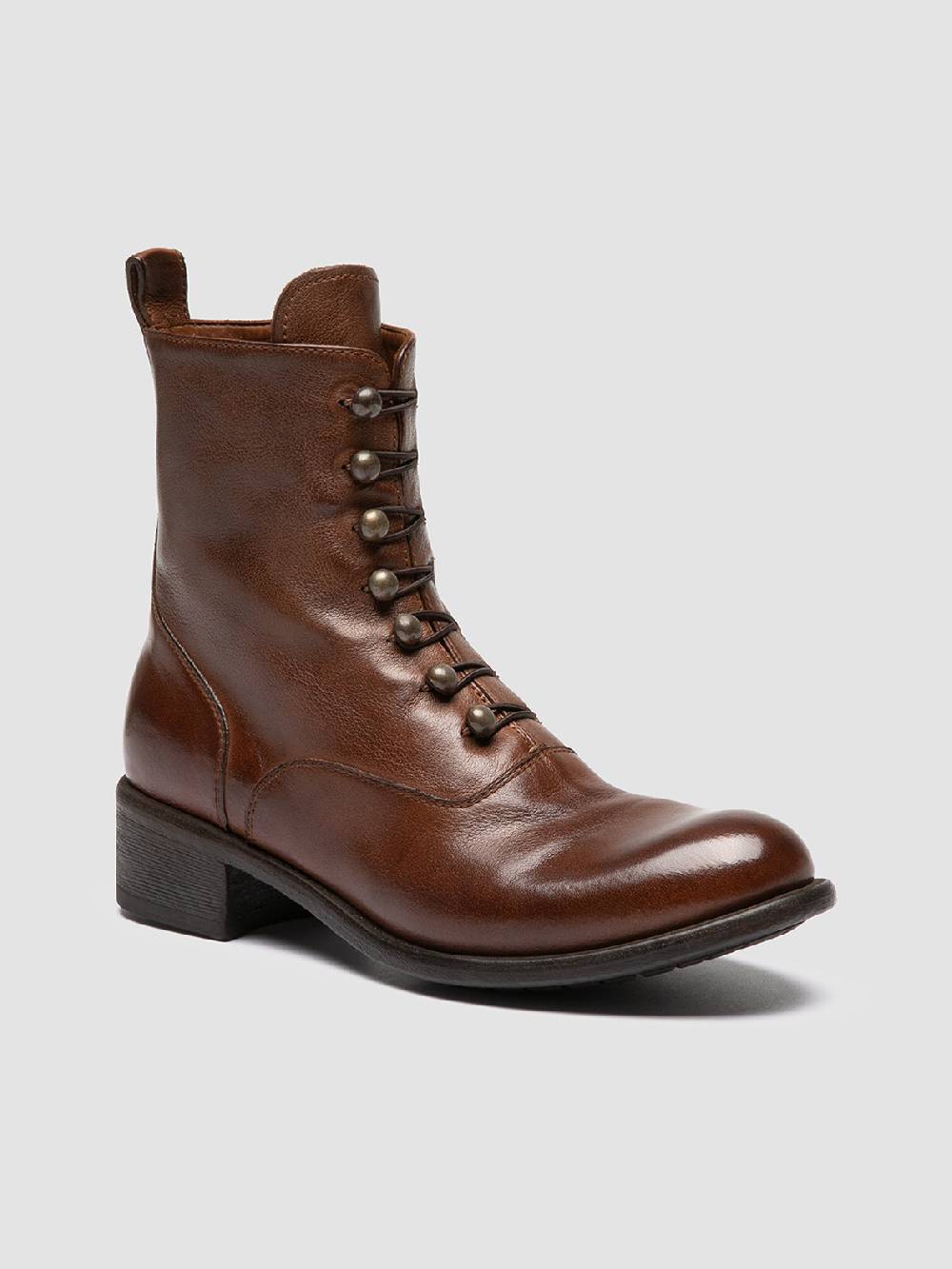 Officine Creative LIS 006 Stivali con Zip in Pelle Marrone Nuovo