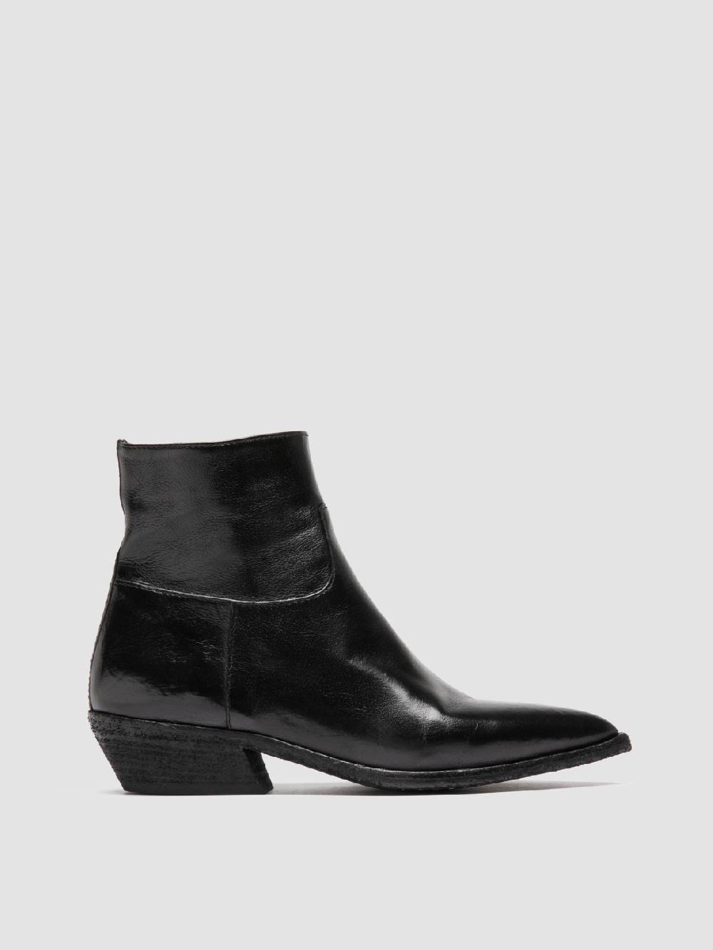 Officine Creative NOELIE DD 102 Stivali con Zip in Pelle Nera Pezzi Unici